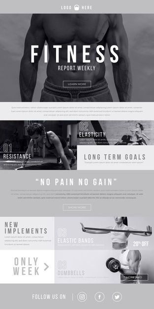 Fitness email template Gym Ads, Gym Advertising, Multi-sport Event, Free Email Templates, Office Health, Email Layout, Fitness Website, Sports Templates, Coach Website