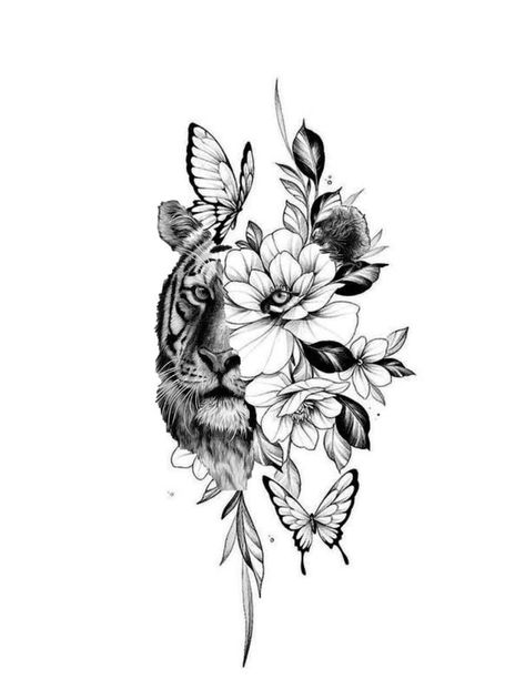 tattoo ideas tattoo inspiration tattoo cover up tattoo style tattooed tattoo design tattoo design tattoo print tattooing tattoo life Tiger With Flowers, Tiger Head Tattoo, Tattoo Eyebrows, Vampire Tattoo, Ocean Tattoo, Hip Thigh Tattoos, Tato Henna, Tiger Tattoo Design, Tattoo Minimalist