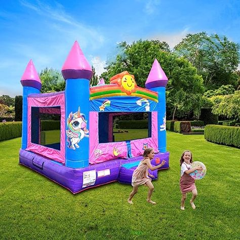 Crossover Pink Castle Inflatable Bounce House - 13 x 12 x 14.5 Foot - Big Inflatable Bouncer House Castle Unit for Kids - Outdoor Party Bounce House with Blower, Stakes, & Storage Bag Party Bounce House, Pink Smiley Face, House Castle, Pink Smiley, Bouncy House, Inflatable Bounce House, Inflatable Bouncers, Pink Castle, Kids Jumpers