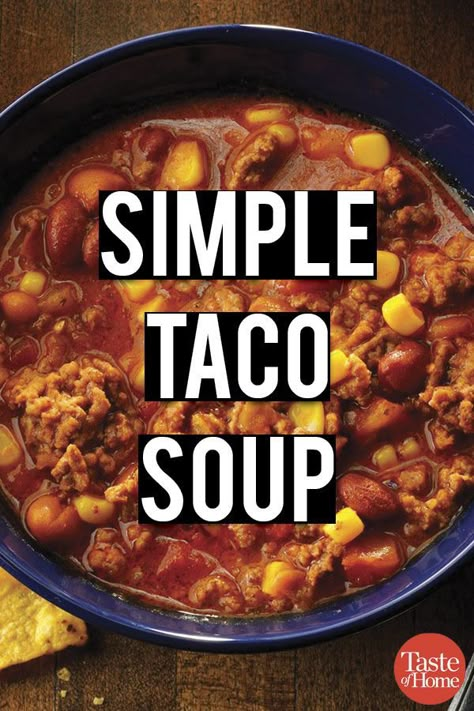 Simple Taco Soup, Southwest Soup, Chicken Taco Soup Recipe, Taco Soup Recipe Easy, Easy Taco Soup, Taco Soup Crock Pot, Simple Soup, Crock Pot Tacos, Taco Soup Recipe