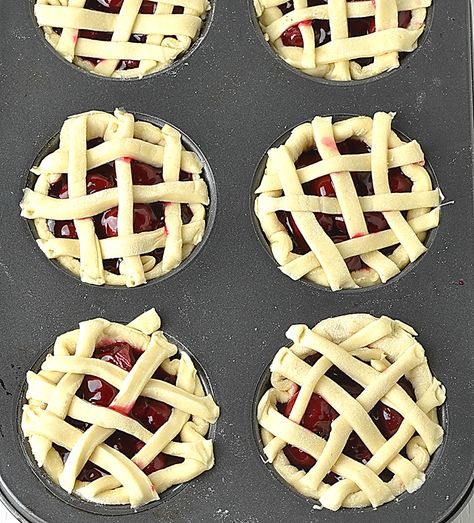 Mini Cherry Pies – Recipe from Yummiest Food Cookbook Cherry Pie Recipe Easy, Mini Lemon Tarts, Mini Cherry Pies, Finger Food Desserts, Decorative Pie Crust, Cherry Hand Pies, Cherry Pie Recipe, Chocolate Cherry Cake, Canning Cherry Pie Filling