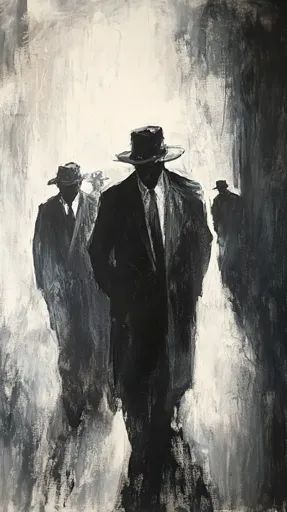 ↑↑↑ Larger size on website 🔸 The painting depicts three men in suits and hats walking down a street, their faces obscured by the Men In Suits, Shadow Drawing, Man In Black, Male Figure, Painted Doors, The Shadows, Art Drawings Sketches, Minimalist Style, Drawing Sketches