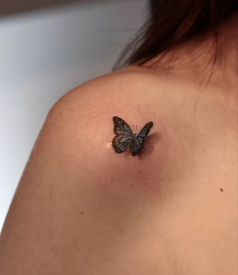 Nice Female Tattoos, Small Flowers With Butterfly Tattoo, Unique Tattoos Butterfly, Begging Tattoo, Tattoo Ideas Female Back Butterfly, Tattoo Ideas Female Small Butterfly, Butterfly Tattoo 3d Design, Pretty Simple Tattoos For Women, Butterfly Tattoo On The Shoulder