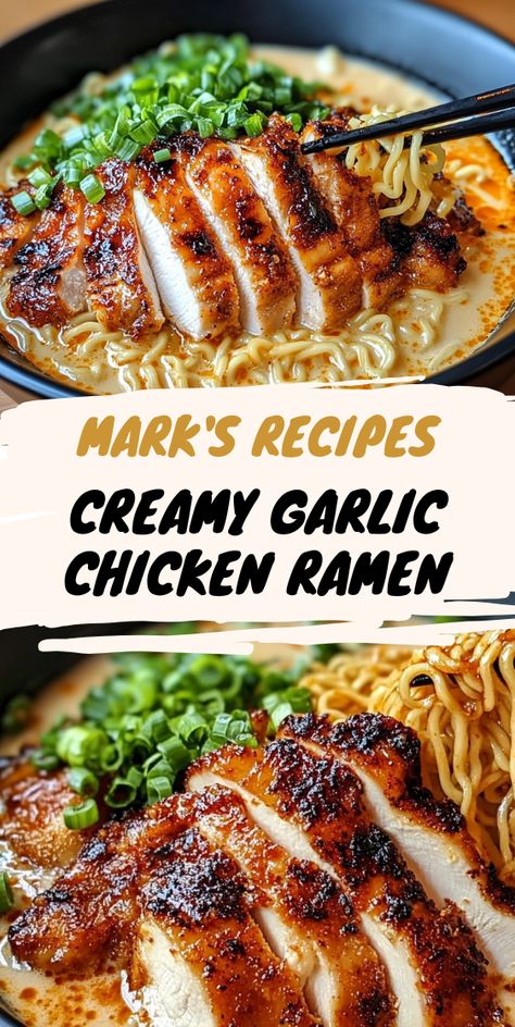 Craving a warm, comforting meal? This creamy garlic chicken ramen is the perfect blend of rich flavors and velvety texture. Learn how to make this delicious ramen bowl that’s packed with savory goodness. Try it today! Healthy Ramen Bowls, Creamy Garlic Ramen, Good Ramen Recipes, High Protein Ramen, Homemade Ramen Recipes, Chicken Ramen Recipes, Garlic Chicken Ramen, Homemade Chicken Ramen, Ramen Ideas