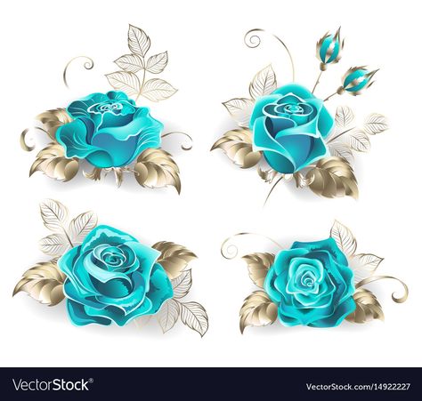 Turquoise Roses, Roses With Leaves, Roses Vector, Angel Vector, Feather Vector, Cross Vector, Paint Vector, Turquoise Rose, Rainbow Painting