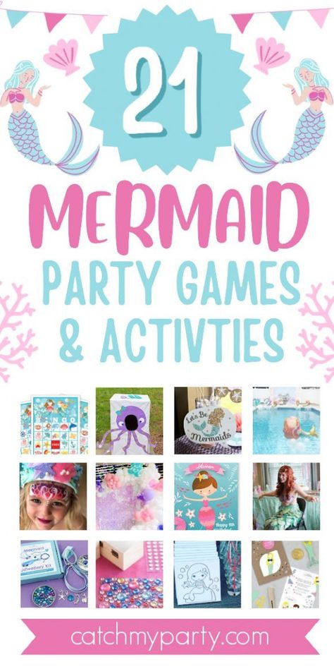 Games For Mermaid Birthday Party, Mermaid Theme Birthday Games, Mermaid Birthday Party Water Games, Mermaid Birthday Party Games Kids, Mermaid Party Set Up, Ideas For Mermaid Birthday Party, Budget Mermaid Party, Mermaid Themed Birthday Party Games, Mermaid Craft Birthday Party