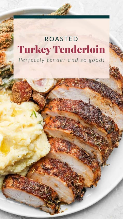 Turkey Tenderloin Recipes Baked, Baked Turkey Tenderloin, Roasted Turkey Tenderloin, Easy Baked Turkey, Tenderloin Recipes Oven, Easy Turkey Brine, Turkey Tenderloin Recipes, Turkey Seasoning, Macro Recipes