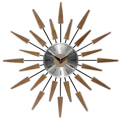 Infinity Instruments 23'' Wall Clock, Satellite (15196WL-4127) | Quill.com Sunburst Clock, Mid Century Wall Clock, Modern Clock, Mid Century Modern Walls, Vintage Wall Clock, Mid Century Wall, Plywood Furniture, Mid Century Modern Decor, Round Wall Clocks