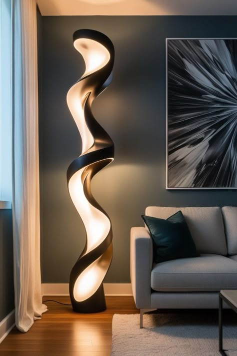 Top 10 Best Lighting Ideas for Living Rooms Unique Floor Lamps Living Room, Lamp Floor Living Room, Sculptural Light Fixtures, Modern Living Room Lamp Ideas, Quirky Floor Lamp, Statement Floor Lamps, Modern Elegance Interior, Modern Living Room Lighting Ideas, Floor Lighting Living Room