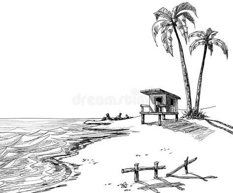 Paris Background, Beach Sketches, Palm Tree Drawing, Landscape Pencil Drawings, Sea Drawing, Conceptual Sketches, Beach Drawing, Boho Art Drawings, Landscape Tattoo