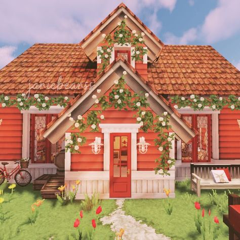 Cocricot Minecraft House, Minecraft Cocricot House, Cocricot Minecraft Builds, Cocricot Build, Cocricot House, Cocricot Minecraft, Minecraft Aesthetics, Red Cottagecore, Majestic Places