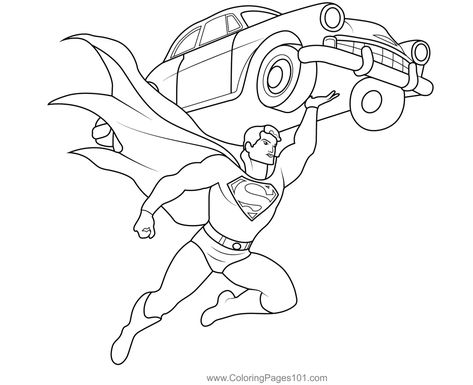 Superman Lifting Car Coloring Page Superman Printable, Superman Coloring Pages, Cars Coloring Pages, Free Kids, Super Hero, Printable Coloring Pages, Printable Coloring, Coloring Pages For Kids, Coloring Page