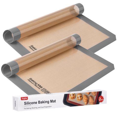 Silicone Baking Mat, Sopito Non Stick, Food Safe Baking Sheet, Heat Resistant 480  Oven Liners, 16.5'' x 11.6'', 2 Pack-Grey Stick Food, Silicone Baking Sheet, Cake Baking Pans, Silicone Baking Mat, Silicone Mat, Baking Mat, Silicone Baking, Baking Sheets, Food Quality