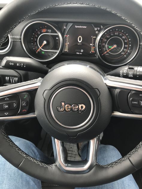 Jeep JL Sahara with black leather interior. My baby! ❤️ Jeep Interiors, Car Jeep, Cars Jeep, Girly Car Accessories, Black Jeep, Jeep Jl, Dream Cars Jeep, Girly Car, Cars Luxury