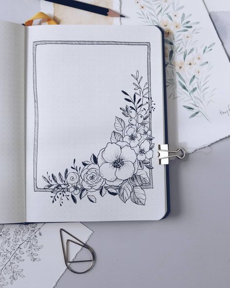 Shayda Campbell on Instagram: “It really feels like spring this week. And in spring we draw flowers! Okay, we draw flowers year round but an extra excuse never hurt. What…” Shayda Campbell, Front Page Design, Paper Art Design, Bond Paper Design, Draw Flowers, Bullet Journal Paper, Page Borders Design, Floral Drawing, My Journal