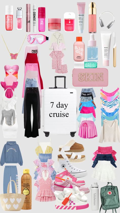 What To Pack For Vacation Preppy, Preppy Cruise Outfits, Preppy Packing List, Packing Preppy, Preppy Travel Essentials, Pack For Cruise, Preppy Collages, Preppy Packing, Cruise Prep