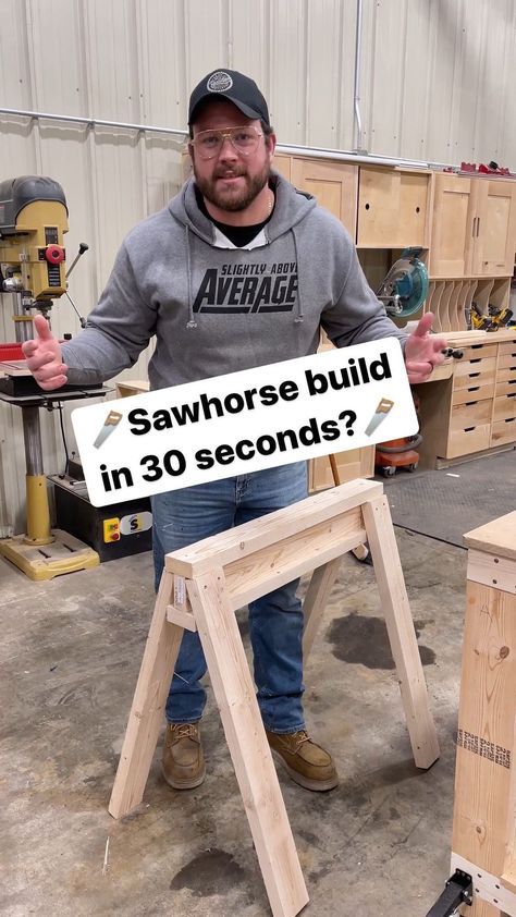 JOHN MALECKI | 🪚 How to build a quick Sawhorse 🪚 . . . . . . #tips #tipsandtricks #sawhorse #woodshop #lifehacks #diytutorial #diyprojects #pittsburgh... | Instagram Saw Horse Plans, Diy Saw Horse, Diy Sawhorse, Saw Horse Diy, Saw Horse, Woodworking Shop Plans, Woodworking Inspiration, Wood Shop Projects, Horse Diy