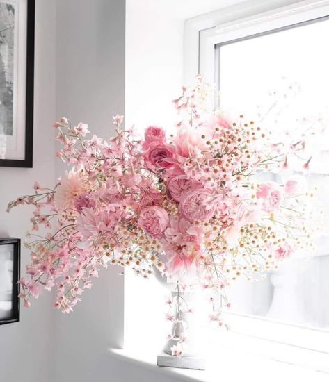 Cherry Blossom Floral Arrangements, Cherry Blossom Flower Arrangement, Cherry Blossom Centerpiece, South African Flowers, Peach Blossom Flower, Pink Bouquets, Wedding Centerpieces Mason Jars, Pink Flower Arrangements, Pink Wedding Decorations