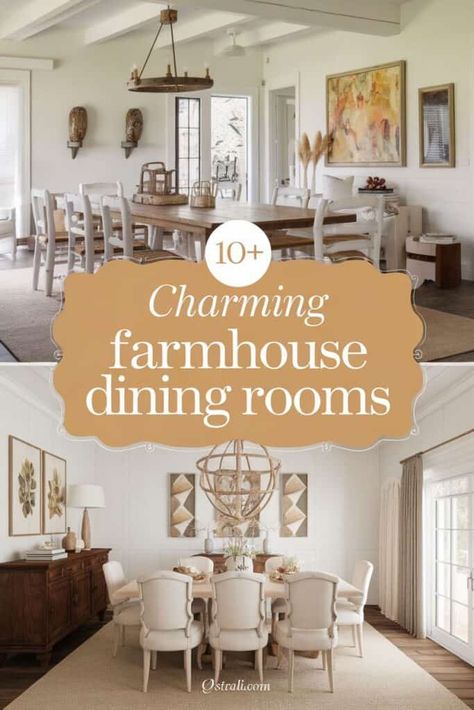 Neutral colors and natural materials are key to achieving a cozy atmosphere in a farmhouse dining room. Incorporate farmhouse decor like wooden accents. woven rugs. and botanical prints to complete the look. https://fabricerie.com/farmhouse-dining-room/ Neutral Farmhouse Dining Room, Painted Dining Room Furniture, Shiplap Dining Room, Dining Room Farmhouse Decor, Modern Farmhouse Open Concept, Dining Room Design Farmhouse, Dining Room Decor Farmhouse, Farmhouse Dining Rooms, Farmhouse Dining Room Ideas