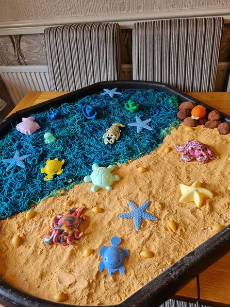 Baby Room Activities, Turtle Activities, Tuff Tray Ideas Toddlers, Messy Play Activities, Toddler Sensory Bins, Ocean Habitat, Tuff Spot, Sea Activities, Eyfs Activities