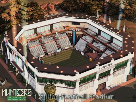 The Sims Resource - Numbers - 1 Million Football Stadium l noCC Sims 4 Football Mod, Sims 4 House Numbers Cc, Sims 4 Stadium, Bloxburg Stadium, Sims 4 Football Cc, Sims4 Lots, Realistic Sims, The Sims 4 Lots, Sims 4 Cheats