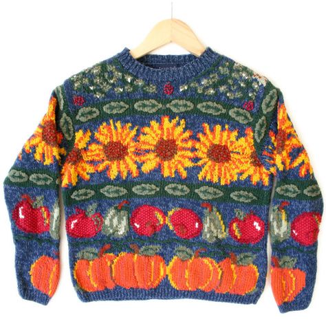 Vegetable Sweater, Quirky Sweaters, Silly Sweaters, Weird Sweaters, Funky Sweaters, Nature Sweater, Fun Sweaters, Sunflower Sweater, Indie Sweater