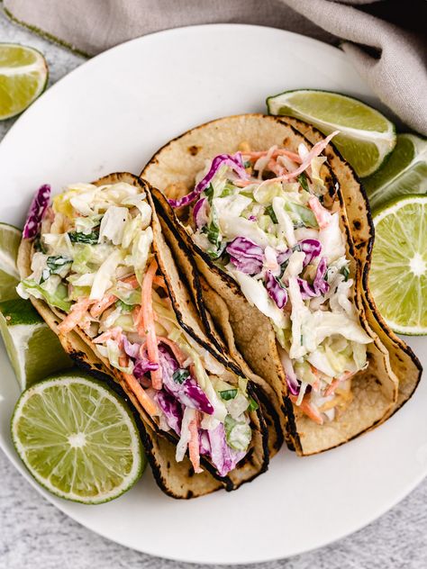 Mahi Tacos Recipe, Mahi Mahi Tacos Recipe, Fish Taco Slaw, Taco Slaw, Cooking Mahi Mahi, Mahi Tacos, Slaw For Fish Tacos, Fish Tacos With Cabbage, Spicy Fish Tacos