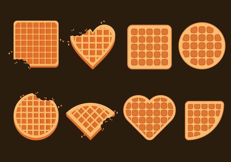 Waffle Illustration Graphic Design, Cute Waffle Drawing, Waffle Logo Design Ideas, Waffle Logo Design, Waffles Illustration, Waffle Tattoo, Waffles Logo, Waffle Illustration, Waffle Graphic