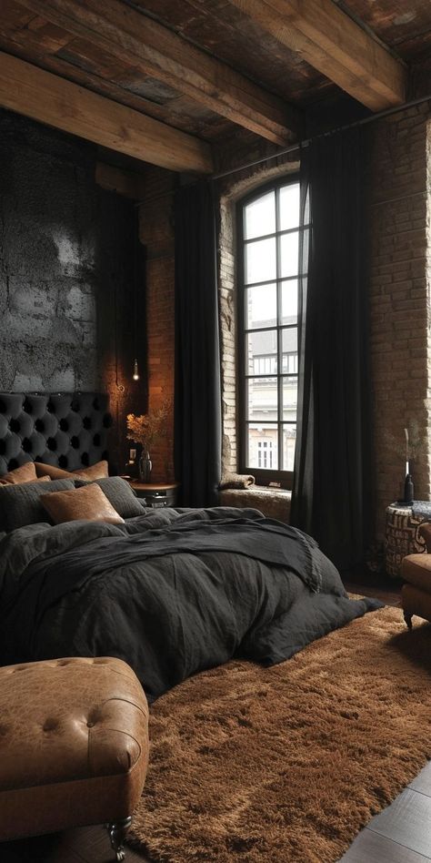 Chocolate brown bedrooms Chocolate Brown Bedrooms, Brown Bedrooms, Chocolate Bedroom, Men's Bedroom Design, Industrial Style Bedroom, Western Rooms, Mens Bedroom, Brown Bedroom, Master Bedrooms Decor