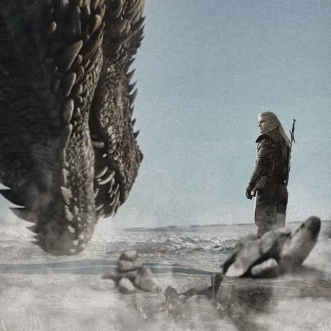 "Drogon vs Geralt of Rivia" by Hasan Kazi Rheagar Targaryen, The Witcher Geralt, Medieval Aesthetic, Floating Lanterns, Got Dragons, Fire And Blood, Targaryen Aesthetic, Cottage By The Sea, Geralt Of Rivia