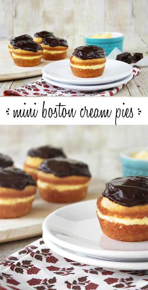 Mini Boston Cream Pies Mini Tarts, Funnel Cakes, Cream Pies, Boston Cream Pie, Boston Cream, Perfect Pies, Homemade Pie, How Sweet Eats, Eat Dessert