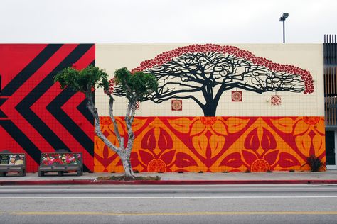 Obey Large Wall Murals Street Art, Inspirational Street Art, Abstract Mural Wall Street Art, Colorful Murals Street Artists, Building Wall Murals Street Art, Community Mural, Love Mural Street Art, Mural Art Design, Shepard Fairey