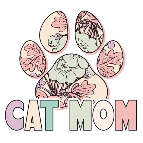 Cat Sublimation Designs, Sublimation Wraps, Mom Clipart, Cute Shirt Designs, Mama Cat, Small Canvas Art, Sublimation Prints, Hand Embroidery Art, Silhouette Crafts