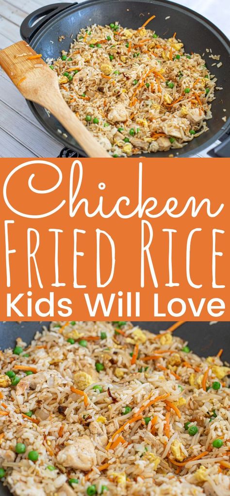 Create this quick and easy Chicken Fried Rice Recipe even the kids will love it! Filled with protein from Perdue Farms and vegetables, this one-pot fried rice will become a weekly favorite in your home. The perfect chicken fried rice recipe for busy nights. - (ad) simplytodaylife.com #ChickenFriedRice #FriedRice #OnePotFriedRice #EasyDinner #Rice #Chicken #DinnerForKids #FamilyFarming #ThankAFarmer #FamilyFarmers One Pot Chicken Fried Rice, Chicken And Vegetable Fried Rice, Chicken Dinners For Kids, Easy Chicken Recipes For Kids, Kid Friendly Rice Dishes, Easy Dinner With Rice, Chicken Kids Will Eat, Chicken Breast Recipes Kid Friendly, Chicken Recipes Kids Love