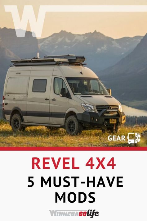 5 Must-Have Mods for a Revel 4x4. How to make the most of your off-road Winnebago and power your adventures. Learn about the modifications that we feel have the biggest impact on your rv lifestyle. We talk about organization, storage, and of course solar! Making these changes will improve your experience and get you out there living the van life in style. #vanlife #winnebagorevel #rvlifestyle #rvlife #winnebagolife Revel Van, Winnebago Revel, Travel Trailer Accessories, Super C Rv, Van Conversion Layout, Eurovan Camper, Camping Vehicles, Rv Supplies, Mb Sprinter