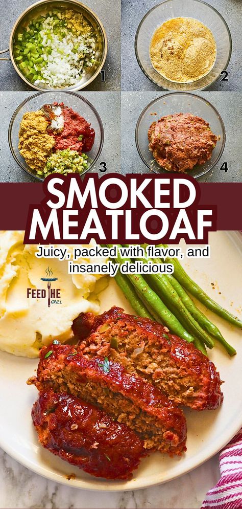 Experience a twist on a classic with this moist smoked meatloaf! Juicy and packed with flavor, it’s a family favorite that’s elevated to new heights. The smoky essence makes every bite irresistible, perfect for gatherings or cozy dinners at home. Get ready to impress your guests with this deliciously unique dish! Seafood Meatloaf, Smoked Meatloaf Recipes, Smoked Meatloaf Recipe, Smoked Recipes, Traditional Meatloaf, Smoked Meatloaf, Cozy Dinners, Smoked Food, Family Dishes