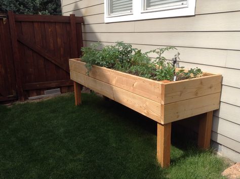 Homemade raised garden bed Diy Raised Planter, Raised Garden Beds Diy Vegetables, Elevated Planter Box, Garden Boxes Diy, Raised Planter Boxes, Garden Boxes Raised, Diy Planter, Planter Beds, Building A Raised Garden