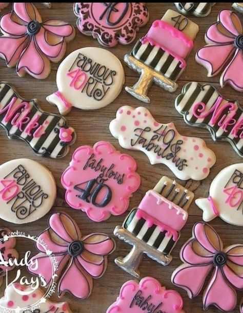 40th Cookies, 40th Birthday Cookies, 40th Birthday Cupcakes, 40th Birthday For Women, Cookie Birthday Party, Fancy Cupcakes, Crazy Cookies, 40 And Fabulous, 40th Birthday Funny