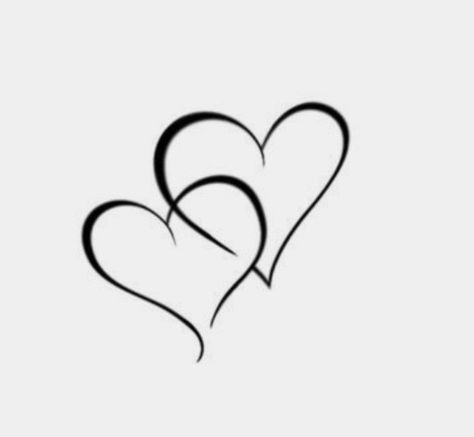 Entwined Hearts Tattoo, Hearts And Love, Heart Line Art Tattoo, 2 Heart Tattoo Designs, Heart Line Tattoo Design, Heart Shaped Tattoo Ideas, Double Heart Tattoo Designs, Heart Beats Tattoo, Intertwined Hearts Tattoo