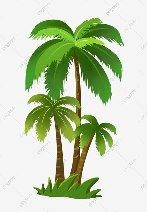 Coconut Tree Clipart, Imprimibles Jurassic Park, Paradise Background, Diy Cake Topper Printable, Cartoon Palm Tree, Palm Tree Drawing, Green Coconut, Family Tree Art, Hawaiian Party Decorations