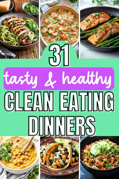 Here are some tasty and healthy clean eating dinner ideas everyone will enjoy, even picky eaters. Add some more clean eating dinner options right now. One Week Of Clean Eating, Clean Eating Schedule, Eat Clean Lunch Ideas, Dinner Ideas For Healthy Eating, Tasty Healthy Dinner Ideas, Healthy Whole Foods Recipe, Healthy Entrees Clean Eating, Flavorful Clean Eating Recipes, Eat Less Aesthetic