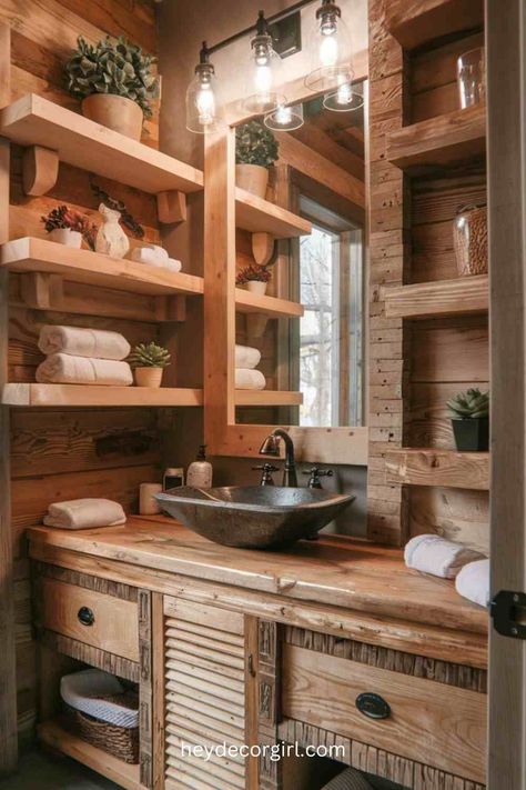 20 Unique Rustic Guest Bathroom Ideas - Hey Decor Girl [Latest Trending Decor Design Ideas] Rustic Guest Bathroom, Balcony Decor Ideas, Guest Bathroom Ideas, Vintage Bathroom Decor, Serene Garden, Guest Bathrooms, Vintage Bathroom, Balcony Decor, Guest Bathroom