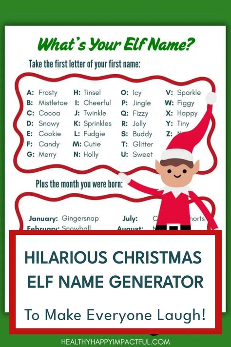 Hilarious Christmas Elf Name Generator. Elf Name Generator For Kids, What’s Your Elf Name?, What Is Your Christmas Name, Whats Your Elf Name Free Printable, Whats Your Christmas Name, What Is Your Elf Name Free Printable, What's Your Elf Name, Whats Your Elf Name Funny, Christmas Names Ideas