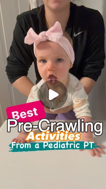 Megan Comens, PT, DPT on Instagram: "Pushing up onto all 4s (quadruped) normally happens around 7-8 months. Crawling typically happens around 9-10 months. 

These are AVERAGES! Some babies do these earlier and some later. Don’t rush baby, but if you are looking for fun activities to work on crawling, try these! 🩶

👋🏼Hi! I’m Megan and I’m a pediatric doctor of physical therapy and mom of 2 here to provide information on gross motor development to parents and other therapists to help build strong and confident kids.❤️

#pediatricpt #simpleplayideas #pediatricphysicaltherapy #reelsinstagram #parentingtip #precrawling #crawlingbaby #grossmotordevelopment #babyexercise #newdad #newmomlife #quadruped #crawling" Gross Motor Activities For Babies, Help Baby Crawl, Crawling Activities, Pediatric Doctor, Gross Motor Development, Pediatric Physical Therapy Activities, 7 Month Baby, Pediatric Physical Therapy, Doctor Of Physical Therapy