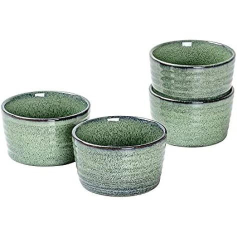 Ceramic Ramekins Soufflé Dishes Set of 8OZ - 240ml, Baking Cups Bowl for Custard, Pudding, Oven Safe Souffle Cups for 6 Peoples - Ramekins Set of 6, Green : Amazon.co.uk: Home & Kitchen Ceramic Ramekins, Ramekins Set, Souffle Dish, Custard Pudding, Baking Cups, Dish Sets, Custard, Home Kitchen, Oven