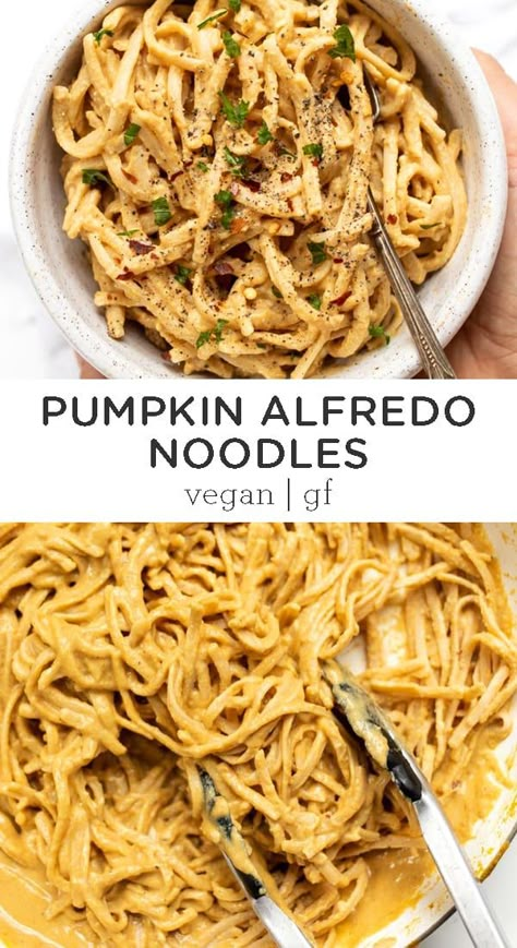 10 Minute Vegan Meals, Vegan Autumn Recipes, Pumpkin Alfredo Pasta Recipes, Dairy Free Pumpkin Pasta Sauce, Vegan Fall Recipes, Vegan Halloween Recipes, Vegan Pumpkin Pasta Sauce, Vegan Pumpkin Alfredo, Vegan Pumpkin Alfredo Sauce