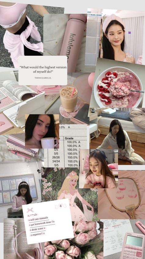 Wonyoung Motivation, Aesthetic Symbols, Pink Princess Aesthetic, Pink Academia, Motivasi Diet, Pink Lifestyle, Get My Life Together, Beauty Goals, Healthy Girl