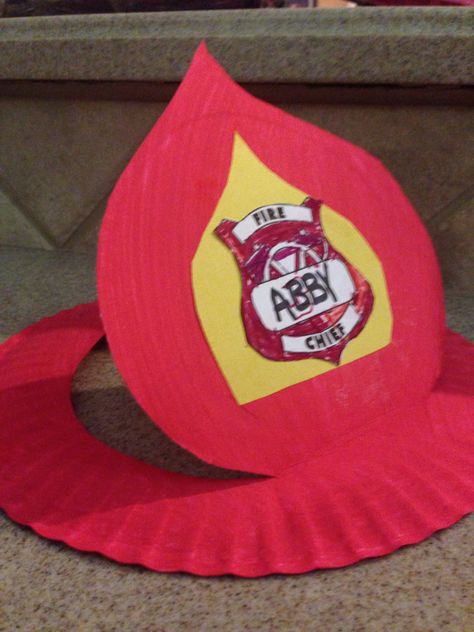 Fireman hat from paper plate                                                                                                                                                                                 More Paper Plate Fireman Hat, Fireman Preschool Activities, Fireman Hat Template, Hat From Paper, Fireman Crafts, Fire Safety Theme, Community Helpers Crafts, Fire Hat, Fire Safety Preschool