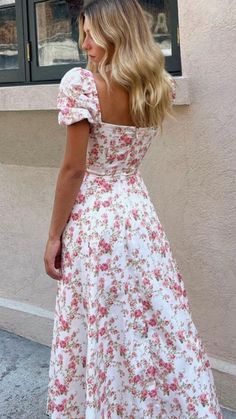 Easter Outfit Women Dress, A Line Sundress, Pretty Spring Dresses Aesthetic, Flower Sun Dress, Summer Sun Dresses Casual, Picnic Prom Dress, Flowy Summer Dresses Sundresses Long, Pretty Dresses Modest, Cute Long Summer Dresses