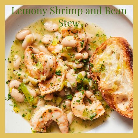 White Bean Stew, Shrimp Stew, Lemon Shrimp, Bean Stew, Nyt Cooking, White Bean, Rigatoni, Bean Recipes, Fish Dishes